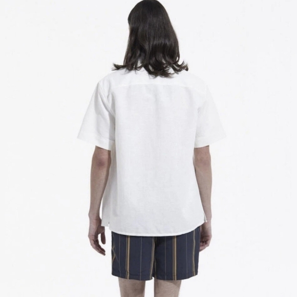 The Kooples Navy Blue & Gold Swim Trunks With Stripes & Zipper Pockets - Picture 3 of 12